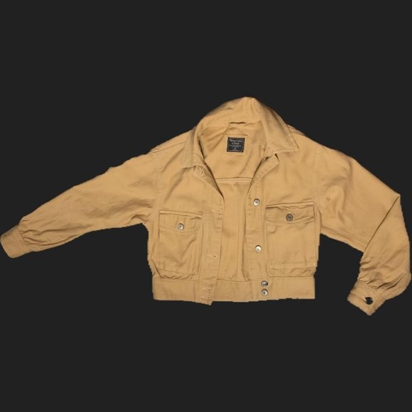 ABERCROMBIE & FITCH lightweight khaki cropped jacket - Picture 1 of 2